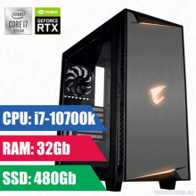 Oyun komputeri GIGABYTE AC300W LITE i7-10700K-32GB,480 SSD+2TB HDD-RTX2070 8GB